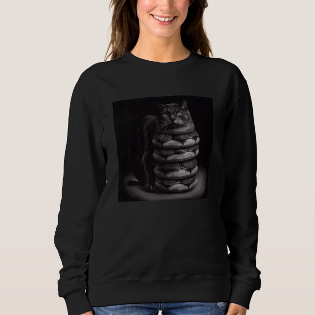 Black Cat Pile Hamburger Sweatshirt (Vorderseite)