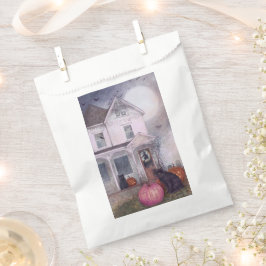 Black Cat Pink Pumpkin & Spuk House Halloween Geschenktütchen