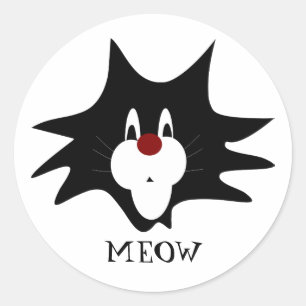 Black Cat Platsch Runder Aufkleber