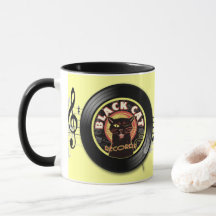 Black Cat Platten Retro Jazz Tasse - Vinyl Label C
