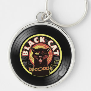 Black Cat Platten Schlüsselanhänger - Retro Vinyl 