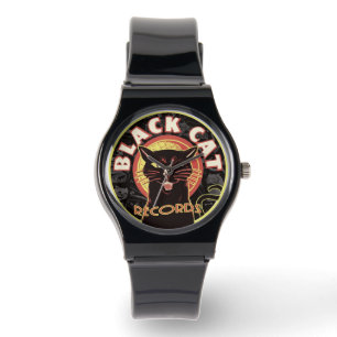 Black Cat Platten Watch - Retro Vinyl Jazz (Unisex Armbanduhr