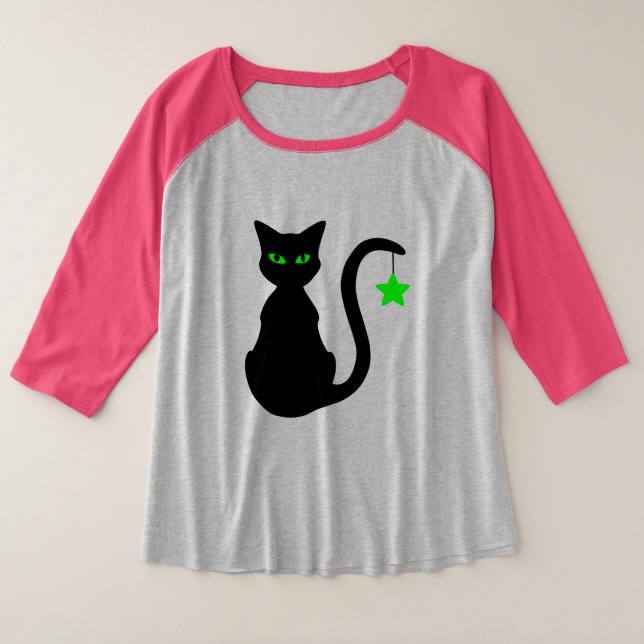 Black Cat Plus Size T - Shirt (Design vorne)