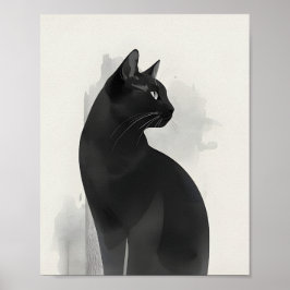 Black Cat Portrait Wall Art Perfect Gift  Poster