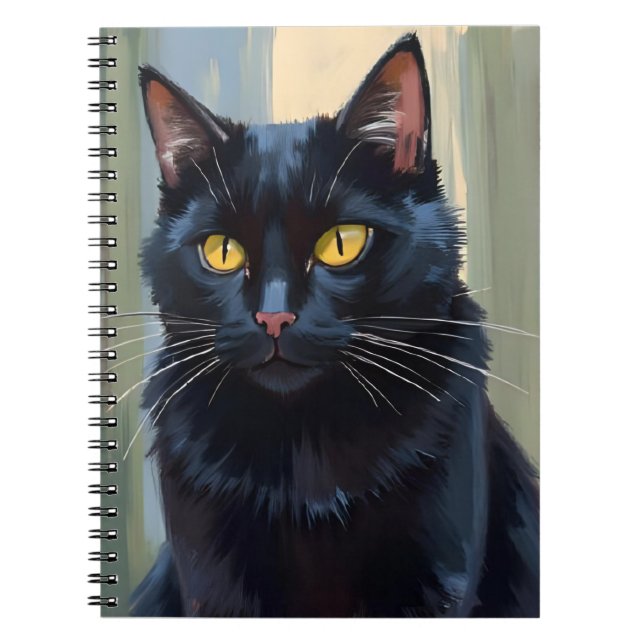 Black Cat | Pretty Kitten Watercolor Notizblock (Vorderseite)