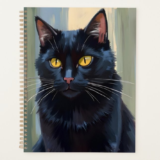 Black Cat | Pretty Kitten Watercolor Planer (Vorderseite)