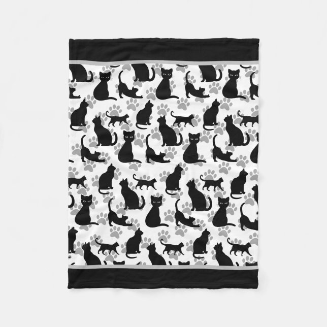 Black Cat Print Fleece Blankon (Vorderseite)
