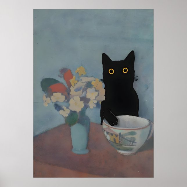 Black Cat Print Still Life Emile Bernard Poster (Vorne)