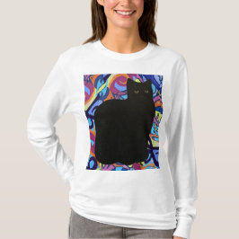 Black Cat Psychedelic Maureen Girard Colorful T-Shirt