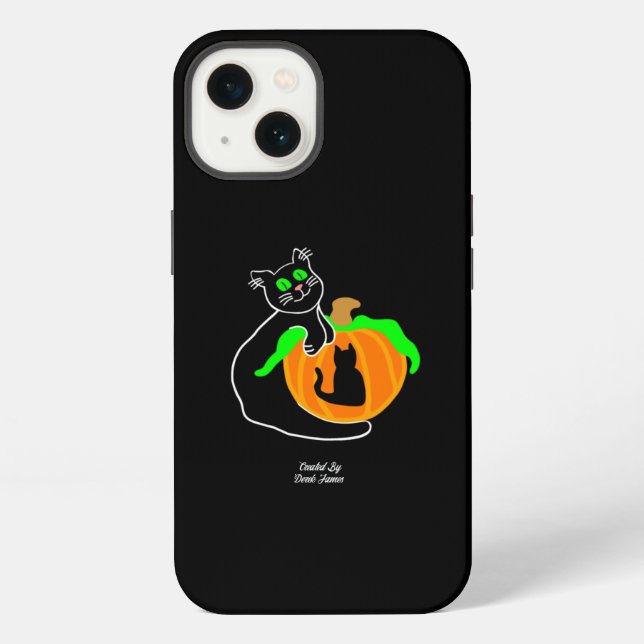 Black Cat Pumpkin Apple iPhone 13 Fall Hülle (Rückseite)