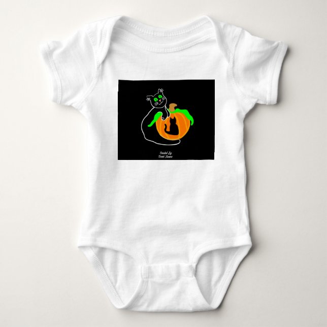 Black Cat Pumpkin Baby Jersey Bodysuit Baby Strampler (Vorderseite)