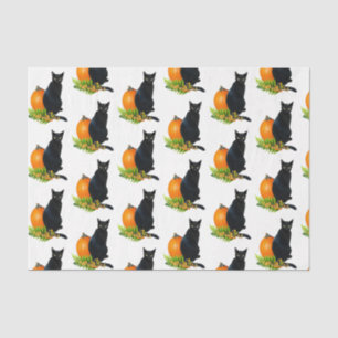 Black Cat Pumpkin Ferns Tissue Paper Seidenpapier