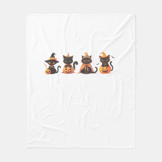 Black Cat Pumpkin Fleecedecke (Vorderseite)