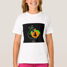 Black Cat Pumpkin Girl's White Basic T Shirt