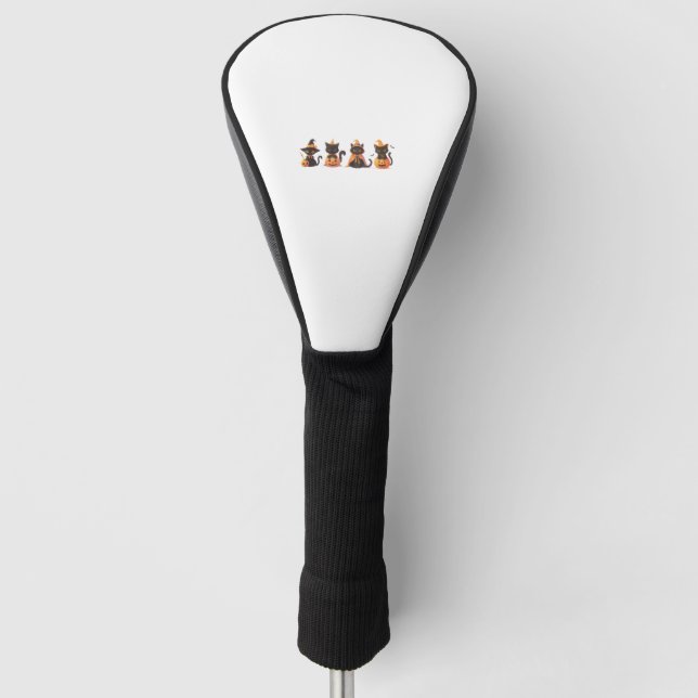 Black Cat Pumpkin Golf Headcover (Vorderseite)