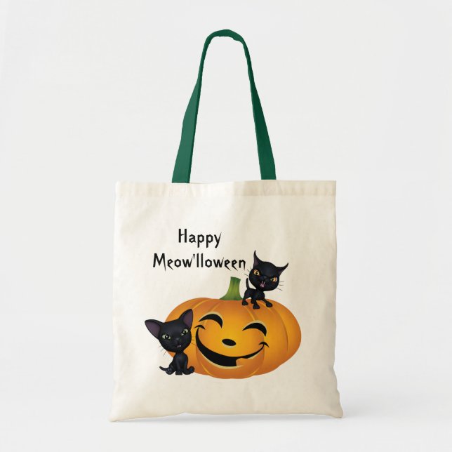 Black Cat Pumpkin Halloween Bag Tragetasche (Vorne)