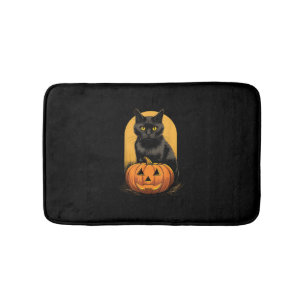 Black Cat Pumpkin Halloween Kostüm für Frauen Männ Badematte