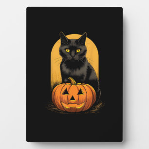 Black Cat Pumpkin Halloween Kostüm für Frauen Männ Fotoplatte