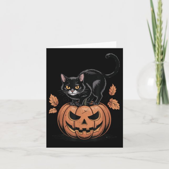Black Cat Pumpkin Halloween Men Funny Mama Da Karte (Vorderseite)