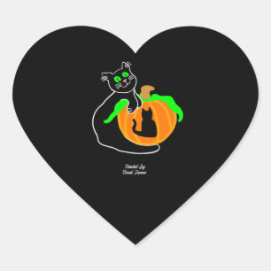 Black Cat Pumpkin Heart Sticker