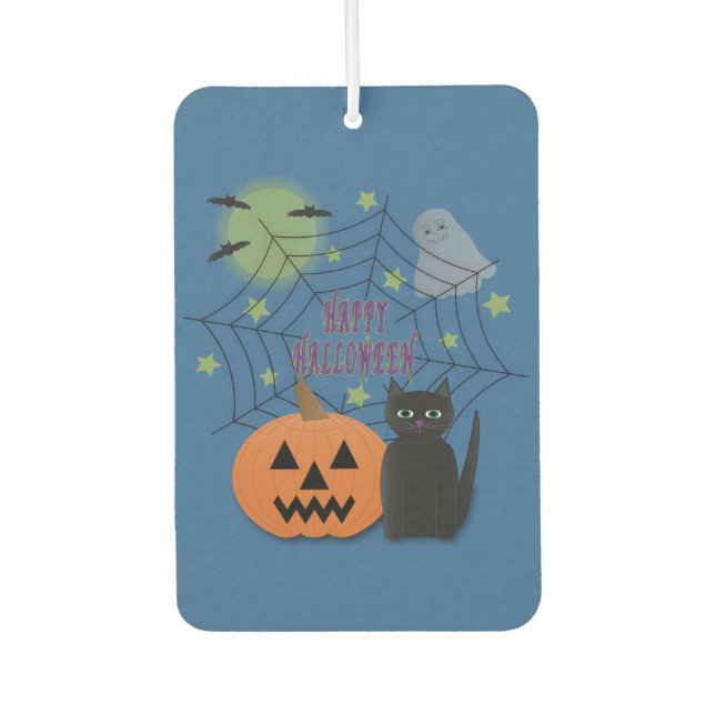 Black Cat & Pumpkin Kein Beängstigendes Halloween Autolufterfrischer (Vorderseite)