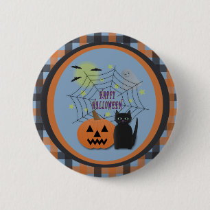 Black Cat & Pumpkin Kein Beängstigendes Halloween Button
