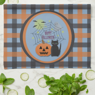 Black Cat & Pumpkin Kein Beängstigendes Halloween Geschirrtuch