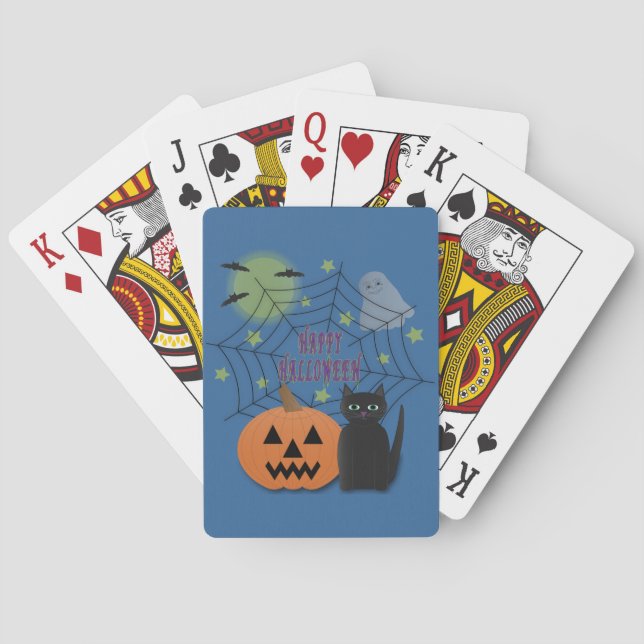 Black Cat & Pumpkin Kein Beängstigendes Halloween Spielkarten (Rückseite)