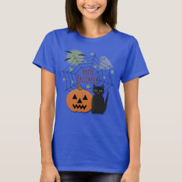 Black Cat & Pumpkin Kein Beängstigendes Halloween T-Shirt