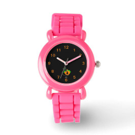 Black Cat Pumpkin Kid's Pink Glitzer Strap Watch Armbanduhr