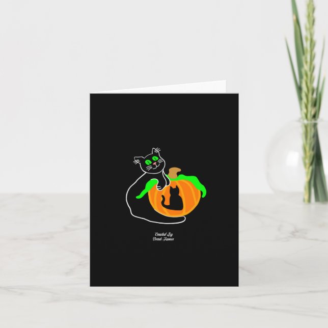 Black Cat Pumpkin Kleine vertikale Grußkarte Karte (Vorderseite)