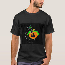 Black Cat Pumpkin Men's Black Basic T Shirt