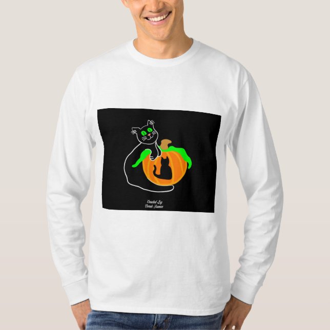 Black Cat Pumpkin Men's Long Sleeve Shirt (Vorderseite)