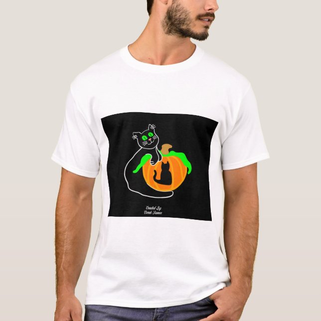 Black Cat Pumpkin Men's White Basic T Shirt (Vorderseite)