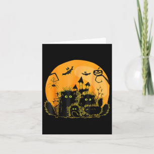 Black Cat Pumpkin Moon Halloween Karte