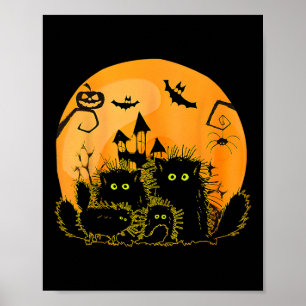 Black Cat Pumpkin Moon Halloween Kostüm Cat Lover Poster