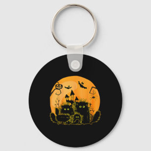 Black Cat Pumpkin Moon Halloween Kostüm Cat Lover Schlüsselanhänger