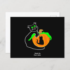 Black Cat Pumpkin Postcard Postkarte