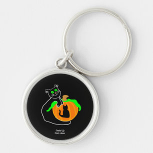 Black Cat Pumpkin Premium Round Schlüsselanhänger