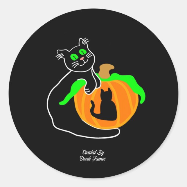 Black Cat Pumpkin Round Sticker (Vorderseite)