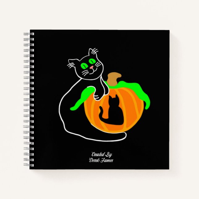 Black Cat Pumpkin Spiral Notebook Notizbuch (Vorderseite)