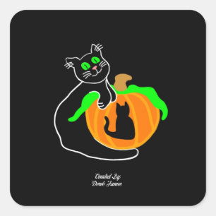 Black Cat Pumpkin Square Sticker
