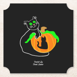 Black Cat Pumpkin Ticket Paper Untersetzer