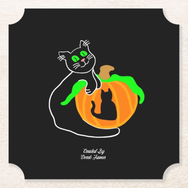 Black Cat Pumpkin Ticket Paper Untersetzer (Vorderseite)
