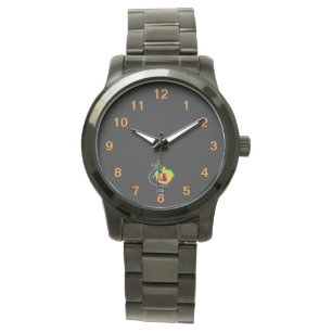 Black Cat Pumpkin Unisex Oversified Black Watch Armbanduhr