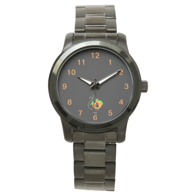 Black Cat Pumpkin Unisex Oversified Black Watch Armbanduhr (Vorderseite)
