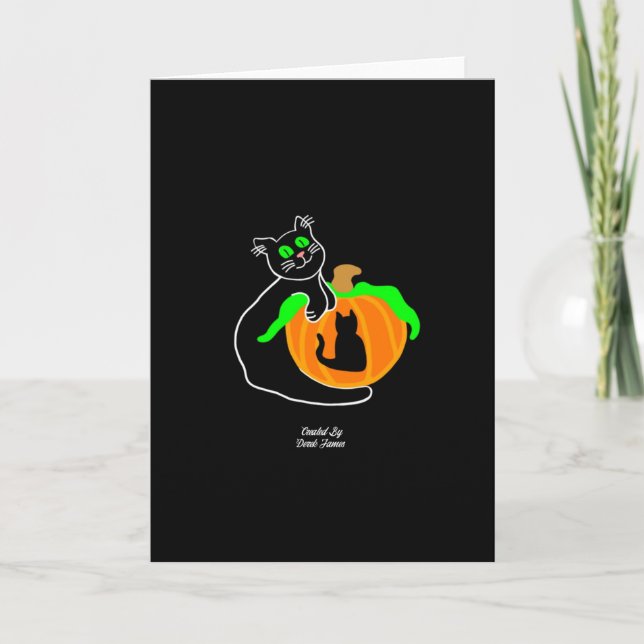 Black Cat Pumpkin Vertical Standard Grußkarte Karte (Vorderseite)