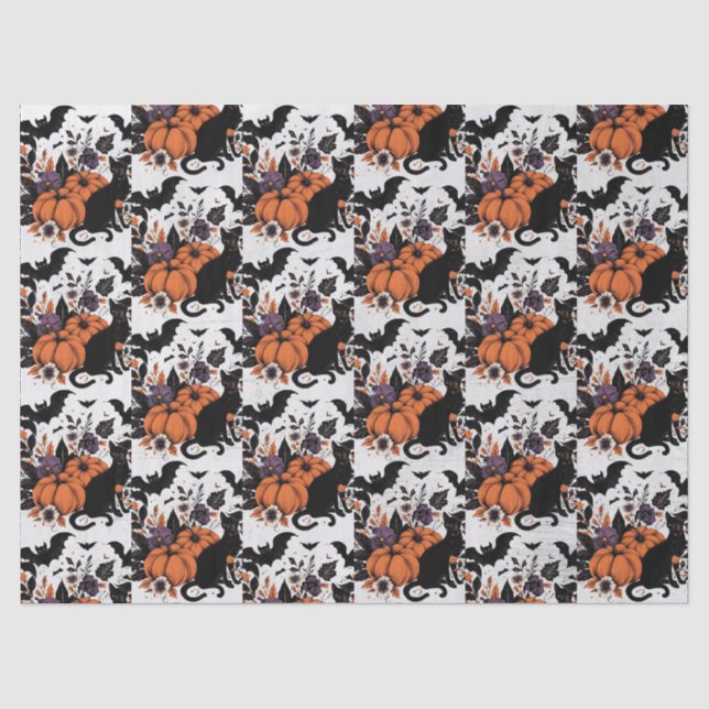 Black Cat Pumpkins Seidenpapier (Vorderseite)