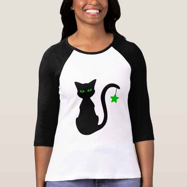 Black Cat Raglan T - Shirt (Vorderseite)