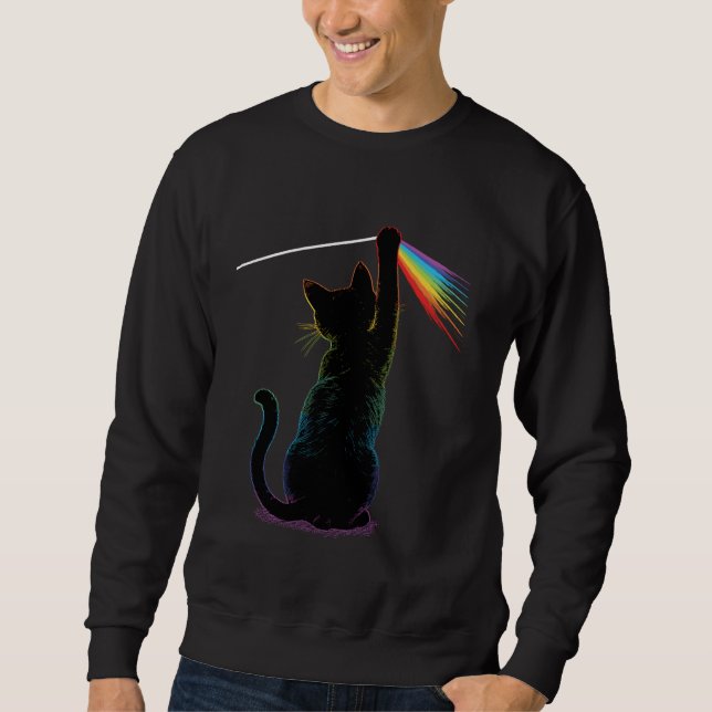 Black Cat Rainbow Light Prism Science Lover Physik Sweatshirt (Vorderseite)